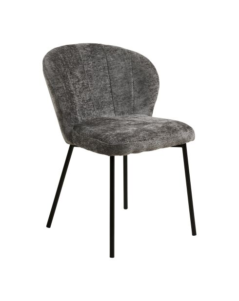 2 sillas de comedor Roanne grises con patas negras HN1319 - 66x59x80 cm