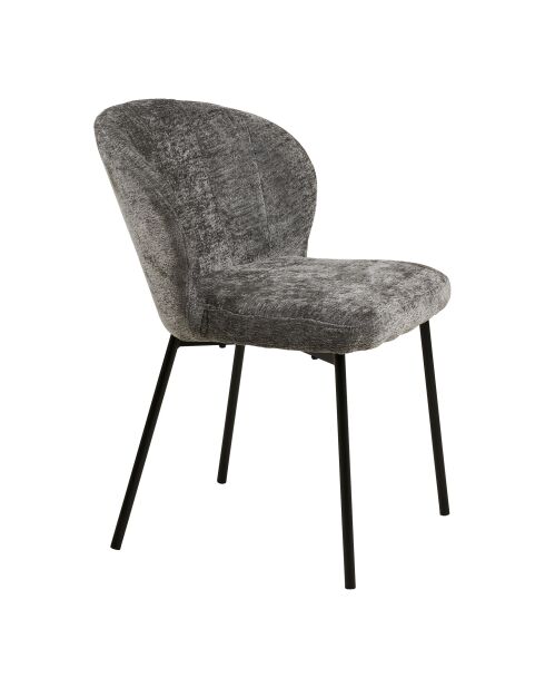 2 sillas de comedor Roanne grises con patas negras HN1319 - 66x59x80 cm