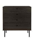 Kioto dressoir met 4 laden, gerookt eikenfineer, zwarte metalen poten - 40x80x85 cm