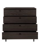 Kioto dressoir met 4 laden, gerookt eikenfineer, zwarte metalen poten - 40x80x85 cm