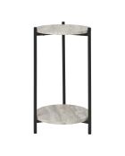 Tavolino Leuven effetto travertino con gambe nere - 27x27x46 cm