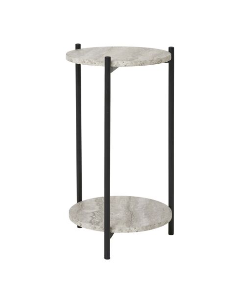 Tavolino Leuven effetto travertino con gambe nere - 27x27x46 cm