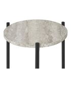 Tavolino Leuven effetto travertino con gambe nere - 27x27x46 cm