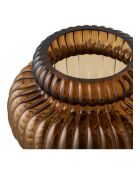 Rokbruine handgeblazen glazen vaas - 20x20x16 cm