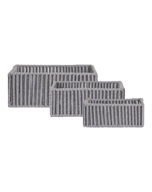 3 Cestini in cotone e metallo grigio