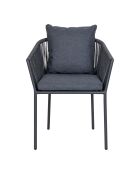 Incluye 4 sillas de comedor Salerno, aluminio y poliéster, cojín gris oscuro, 60 x 61 x 78 cm