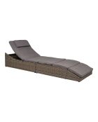 Lettino split in polyrattan grigio con cuscino kubu incluso - 200x60x35/80 cm