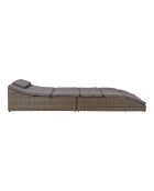 Lettino split in polyrattan grigio con cuscino kubu incluso - 200x60x35/80 cm