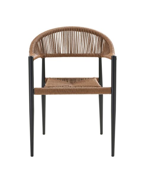 2 eetkamerstoelen Canary aluminium/rotan PE natuurlijke zwarte structuur - 60x57x78 cm