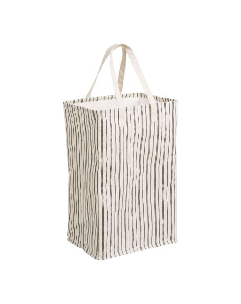 Portabiancheria Argos in tessuto beige/nero - 28x38x58 cm