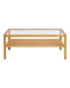 Mesita Lourmarin de roble/chapa de roble/vidrio templado natural - 110x60x45 cm