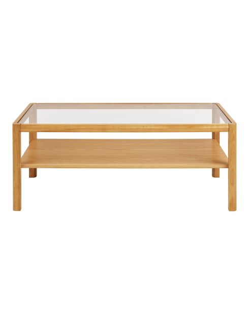 Mesita Lourmarin de roble/chapa de roble/vidrio templado natural - 110x60x45 cm
