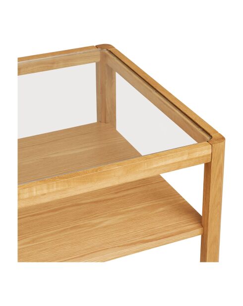 Mesita Lourmarin de roble/chapa de roble/vidrio templado natural - 110x60x45 cm