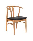 2 Artenara eikenhouten eetkamerstoelen met naturel/zwarte PU-zitting HN1219 - 56x54x77 cm