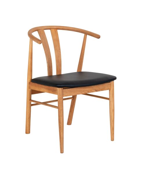 2 Artenara eikenhouten eetkamerstoelen met naturel/zwarte PU-zitting HN1219 - 56x54x77 cm