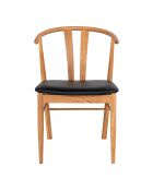 2 Artenara eikenhouten eetkamerstoelen met naturel/zwarte PU-zitting HN1219 - 56x54x77 cm