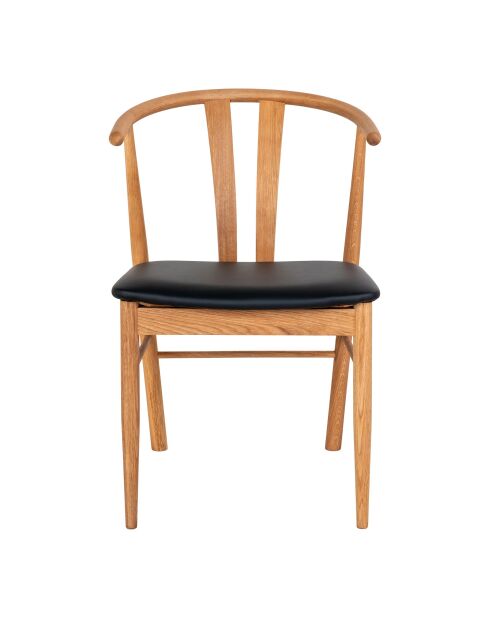 2 Artenara eikenhouten eetkamerstoelen met naturel/zwarte PU-zitting HN1219 - 56x54x77 cm
