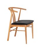 2 Artenara eikenhouten eetkamerstoelen met naturel/zwarte PU-zitting HN1219 - 56x54x77 cm