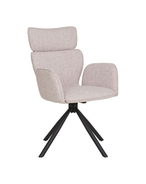 2 chaises de salle à manger Cordoba pivotante couleur sable pieds noirs HN1279 - 56x60x95 cm