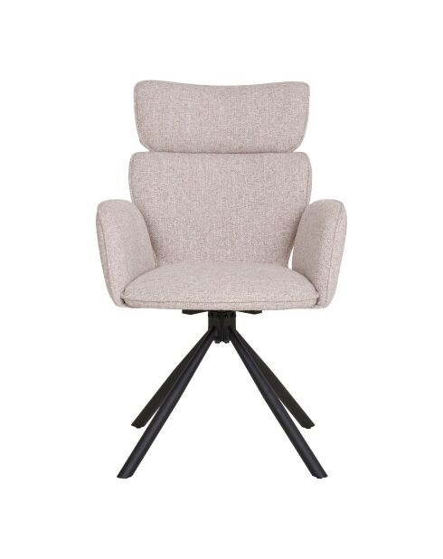 2 chaises de salle à manger Cordoba pivotante couleur sable pieds noirs HN1279 - 56x60x95 cm