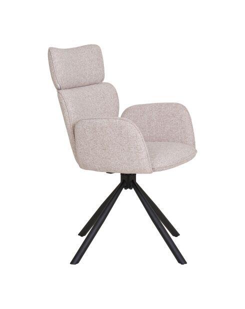 2 chaises de salle à manger Cordoba pivotante couleur sable pieds noirs HN1279 - 56x60x95 cm