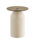 Mesita auxiliar Ravello de vidrio templado/metal gris/beige - 40x40x52 cm