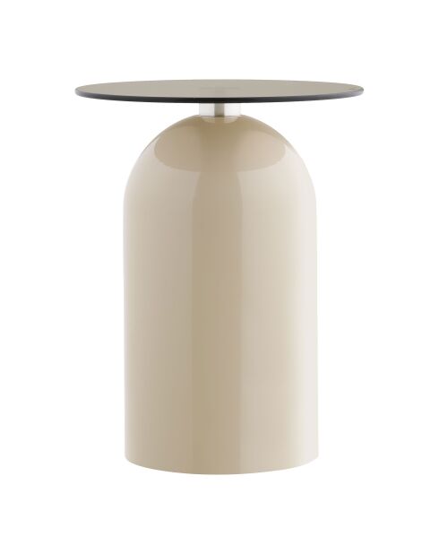 Mesita auxiliar Ravello de vidrio templado/metal gris/beige - 40x40x52 cm