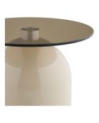 Mesita auxiliar Ravello de vidrio templado/metal gris/beige - 40x40x52 cm