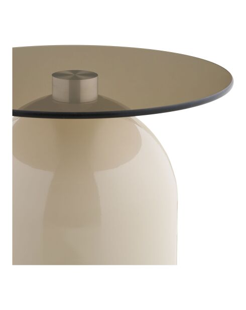 Mesita auxiliar Ravello de vidrio templado/metal gris/beige - 40x40x52 cm