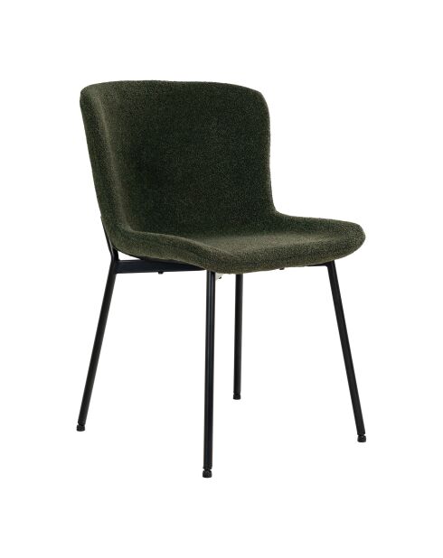 2 dunkelgrüne Maceda Curly Esszimmerstühle mit schwarzen Beinen HN1241 - 59x48x83 cm