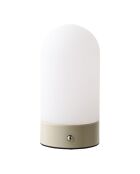 Lampe de table Ashford rechargeable métal/PE beige/blanc - 9x9x18 cm
