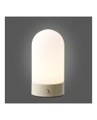 Lampe de table Ashford rechargeable métal/PE beige/blanc - 9x9x18 cm