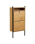 Zapatero Barco con aspecto de roble, 26 x 62 x 118 cm