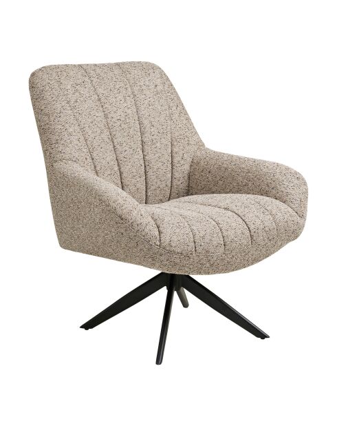 Fauteuil Grandola Lounge pivotant gris pieds noirs HN1086 - 84x81x93 cm