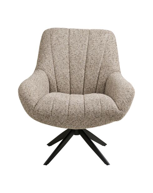 Fauteuil Grandola Lounge pivotant gris pieds noirs HN1086 - 84x81x93 cm