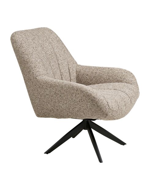 Fauteuil Grandola Lounge pivotant gris pieds noirs HN1086 - 84x81x93 cm