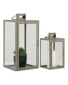 2 Korfu-Laternen aus Metall und grünem Glas