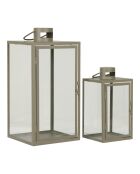 2 Korfu-Laternen aus Metall und grünem Glas