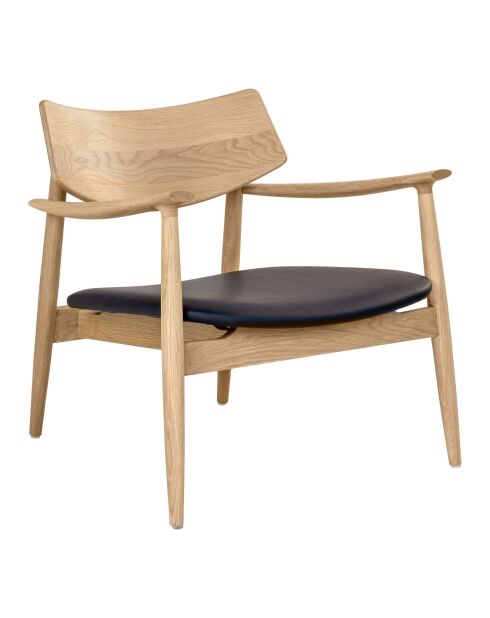 Fauteuil Olvera lounge coussin chêne/PU naturel/noir - 68x68x72 cm