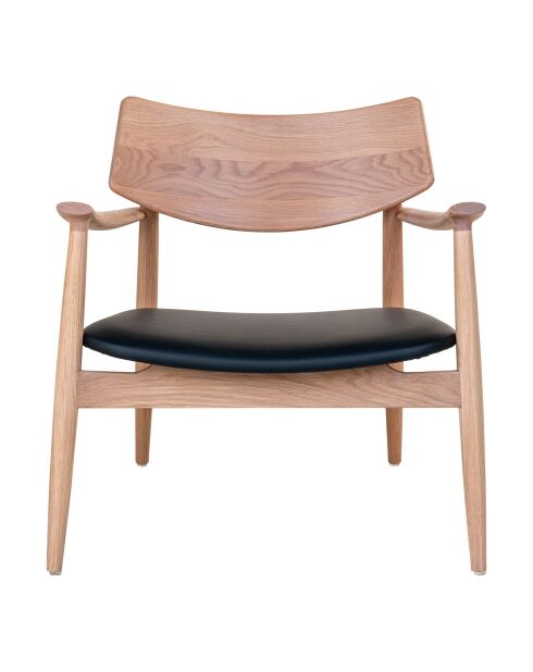 Fauteuil Olvera lounge coussin chêne/PU naturel/noir - 68x68x72 cm