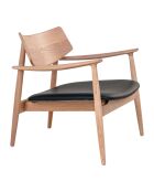 Fauteuil Olvera lounge coussin chêne/PU naturel/noir - 68x68x72 cm