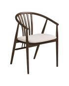 Chaise de salle à manger Agustin en chêne avec assise en tissu finition fumée/sable HN1286 - 54x57x78 cm