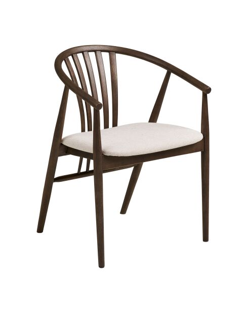 Chaise de salle à manger Agustin en chêne avec assise en tissu finition fumée/sable HN1286 - 54x57x78 cm