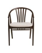 Chaise de salle à manger Agustin en chêne avec assise en tissu finition fumée/sable HN1286 - 54x57x78 cm