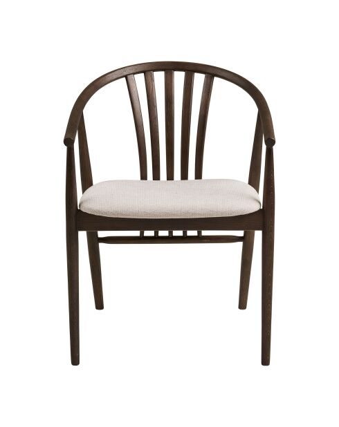 Chaise de salle à manger Agustin en chêne avec assise en tissu finition fumée/sable HN1286 - 54x57x78 cm