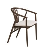 Chaise de salle à manger Agustin en chêne avec assise en tissu finition fumée/sable HN1286 - 54x57x78 cm