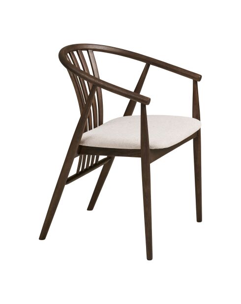 Chaise de salle à manger Agustin en chêne avec assise en tissu finition fumée/sable HN1286 - 54x57x78 cm