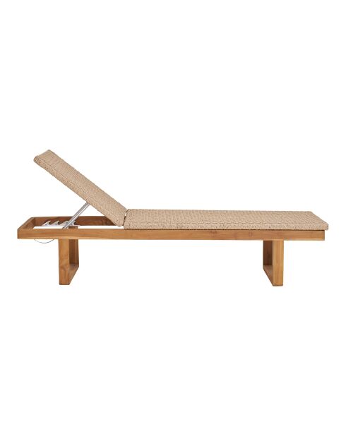 Chaise longue Derby teck/polyrotin naturel - 190x65x38 cm