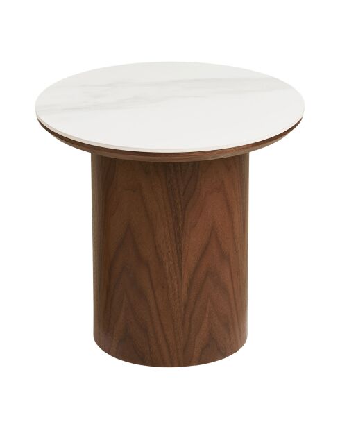 Piano del tavolino Noli in ceramica/frassino impiallacciato bianco/marrone scuro - 40x40x38 cm