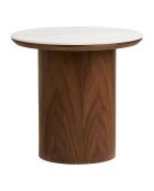 Piano del tavolino Noli in ceramica/frassino impiallacciato bianco/marrone scuro - 40x40x38 cm